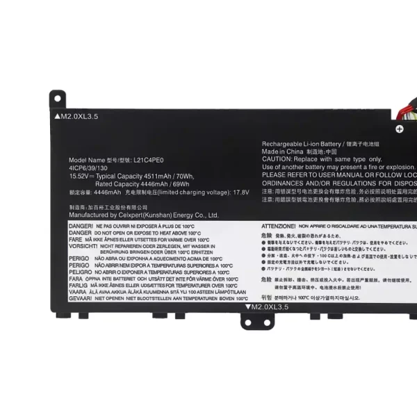 Bateria para computador portátil Lenovo L21C4PE0 L21D4PE0 L21M4PE0 L21M4PC7 L21C4PC7 L21C4PC4 - Image 3