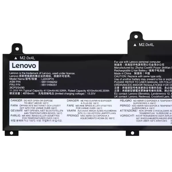 Bateria para computador portátil LENOVO L22B3P70 L22X3P70 L22M3P70 - Image 3