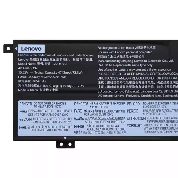 Bateria para computador portátil LENOVO L22C4PA2 L22D4PA2 L22M4PA2 - Image 3