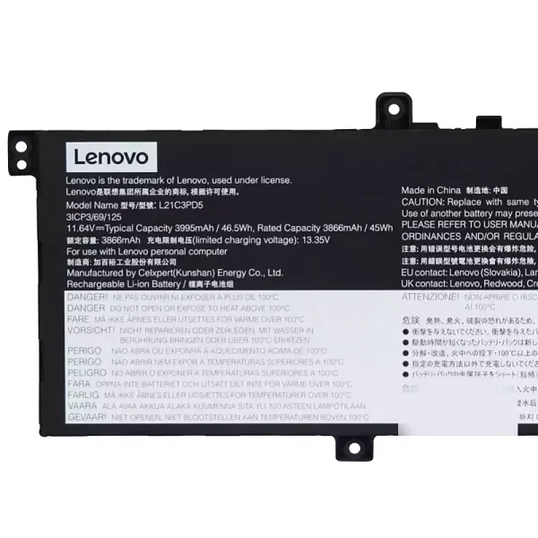 Bateria para computador portátil LENOVO L21C3PD5 L21L3PD5 L21M3PD5 - Image 3