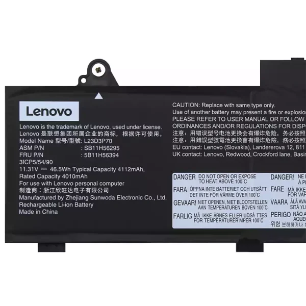 Bateria para computador portátil Lenovo L23D3P70 L23X3P70 L23M3P70 - Image 3