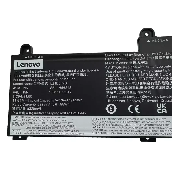 Bateria para computador portátil LENOVO L21B3P73 SB10W52010 5B10W51909 - Image 3