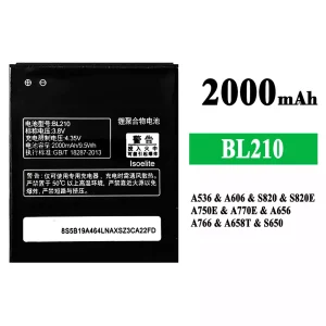 Bateria BL210 para Lenovo A536/A606/S820/S820E/A750E/A770E/A656/A766/A658T/S650