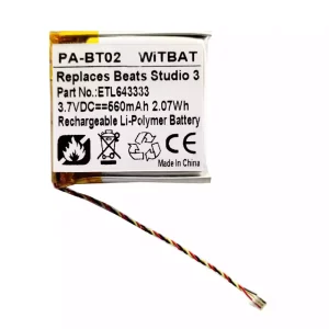 Bateria para auscultadores Beats Solo Pro Wireless,Studio 2 B0500,Studio 2.0,Studio 3.0,SDHP-P1401